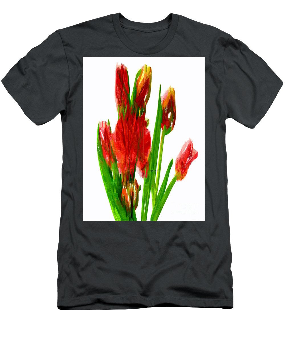 T-shirt pour homme (coupe ajustée) - Tulipes rouges