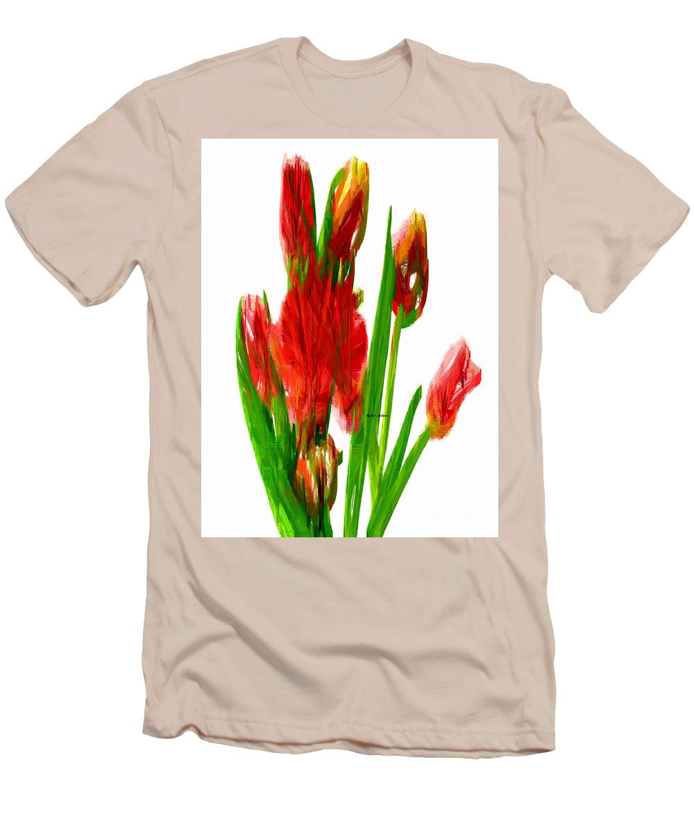 T-shirt pour homme (coupe ajustée) - Tulipes rouges