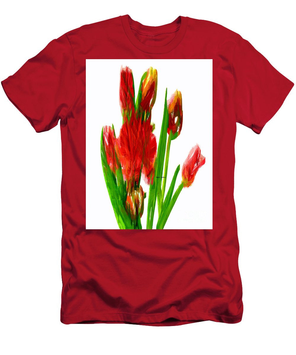 T-shirt pour homme (coupe ajustée) - Tulipes rouges