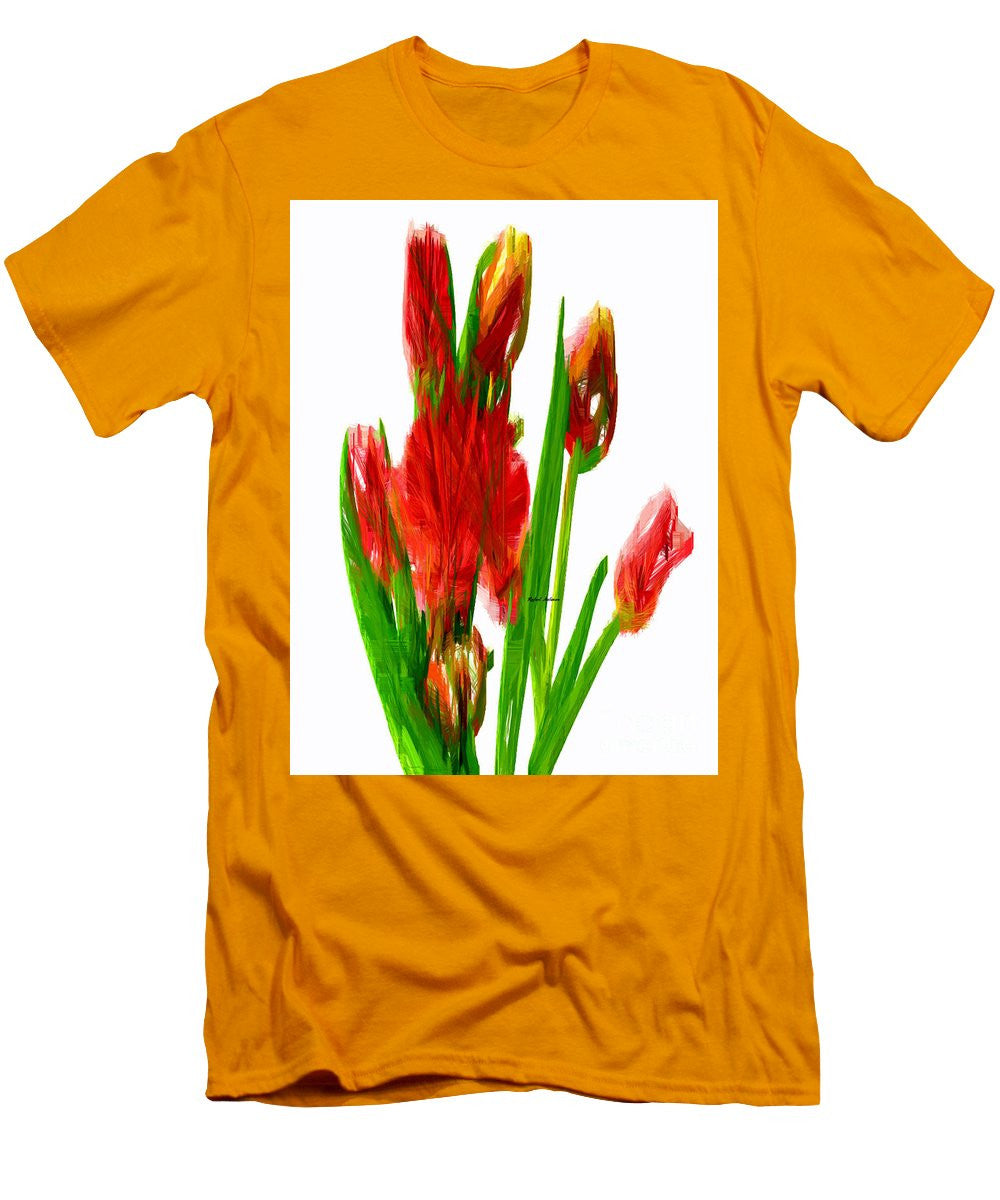 T-shirt pour homme (coupe ajustée) - Tulipes rouges