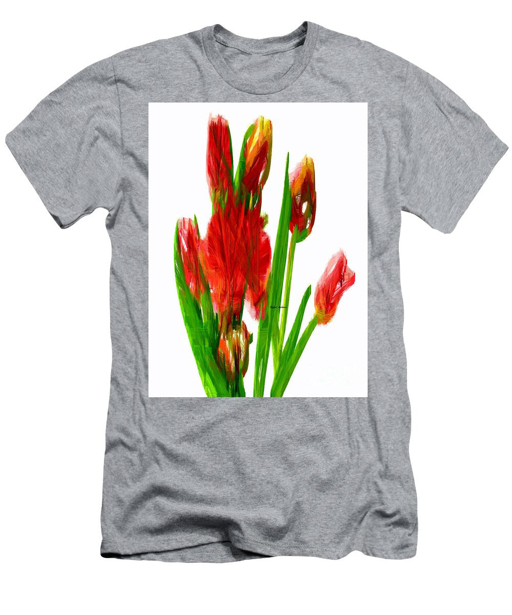 T-shirt pour homme (coupe ajustée) - Tulipes rouges