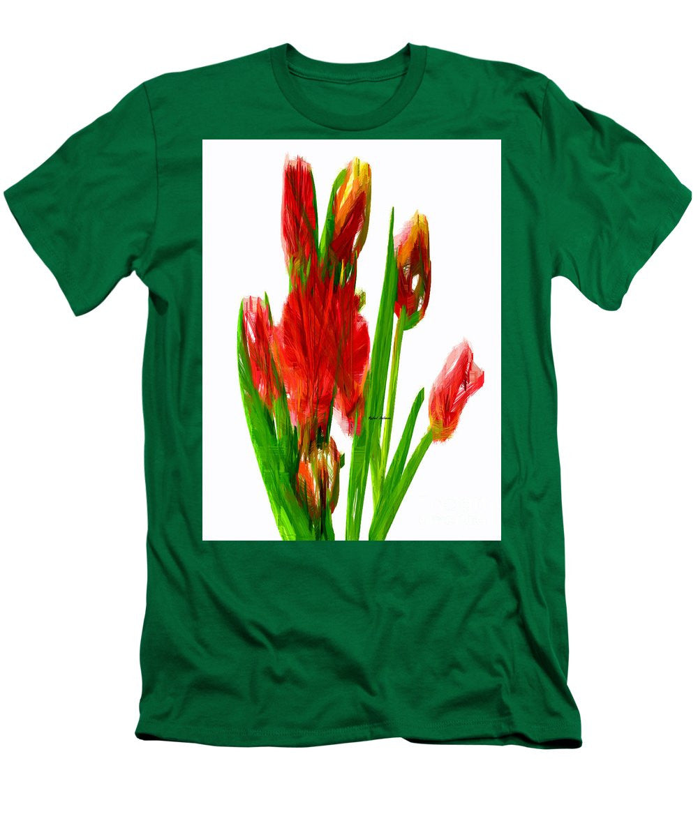 T-shirt pour homme (coupe ajustée) - Tulipes rouges