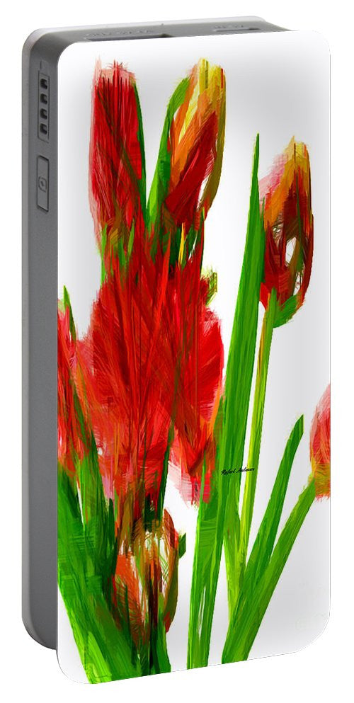 Portable Battery Charger - Red Tulips