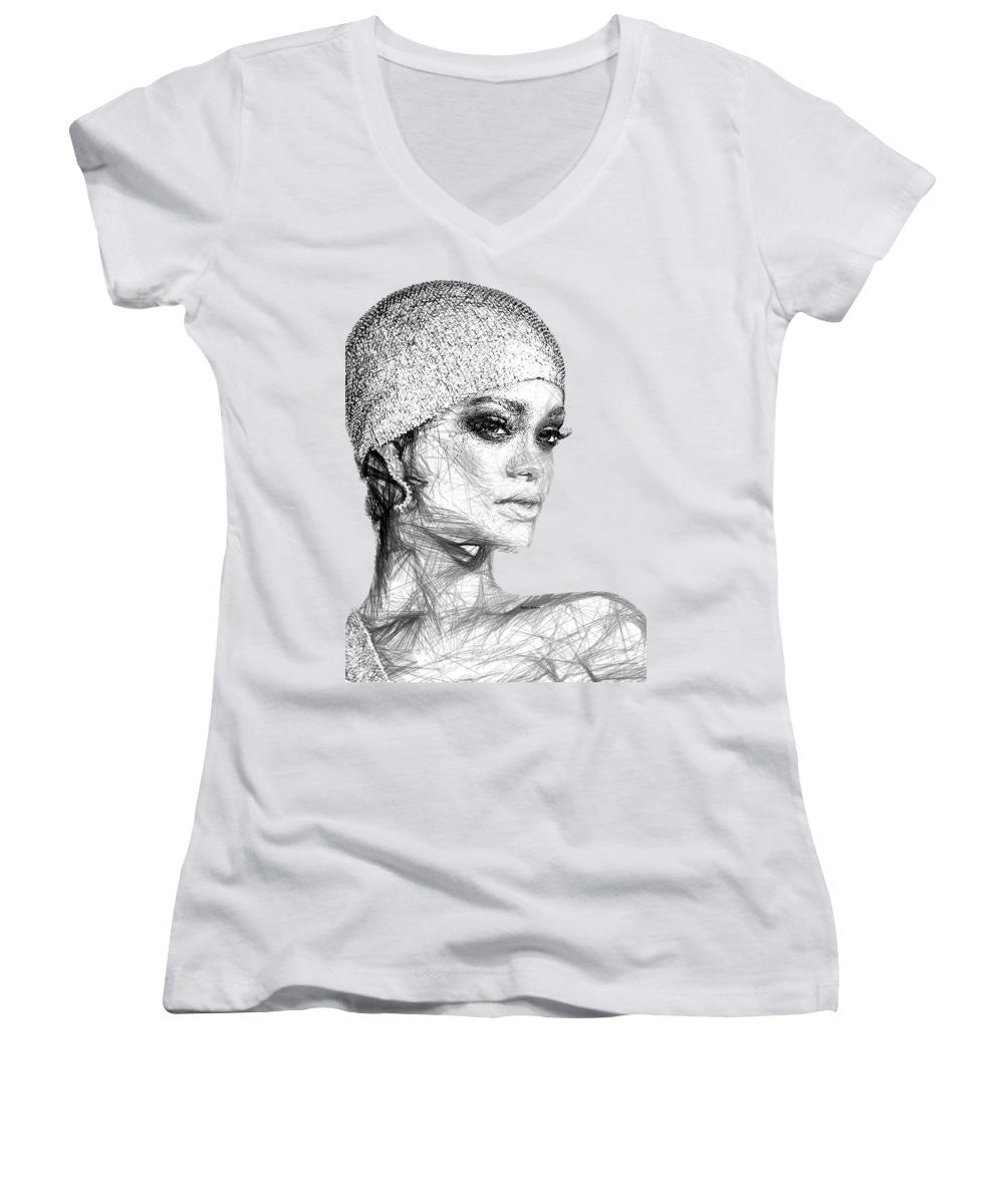 T-shirt col V pour femme (coupe junior) - Rihanna