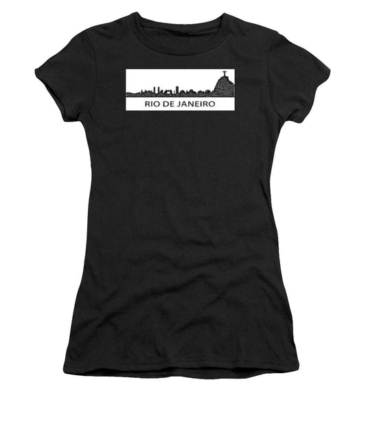 T-shirt pour femme (coupe junior) - Croquis de la silhouette de Rio de Janeiro