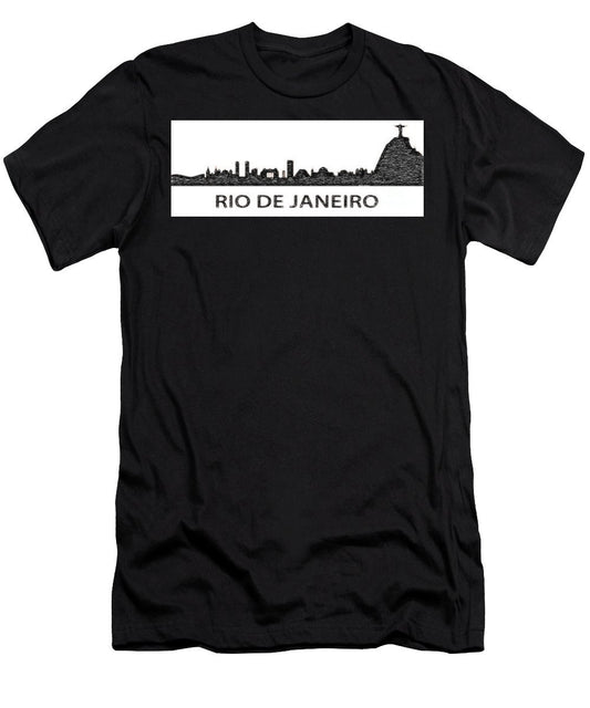 T-shirt pour homme (coupe ajustée) - Croquis de la silhouette de Rio de Janeiro