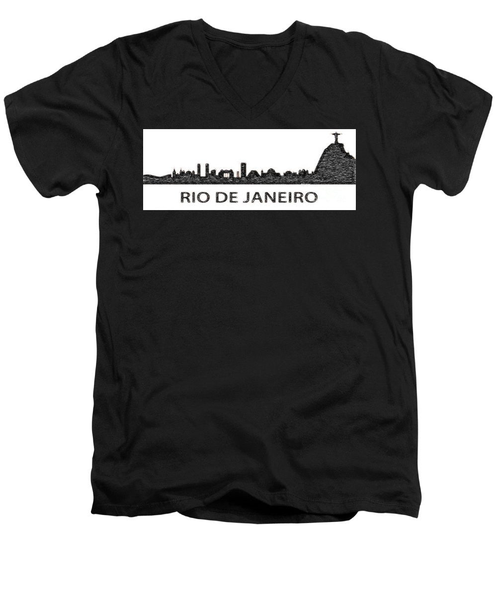 Men's V-Neck T-Shirt - Rio De Janeiro Silouhette Sketch