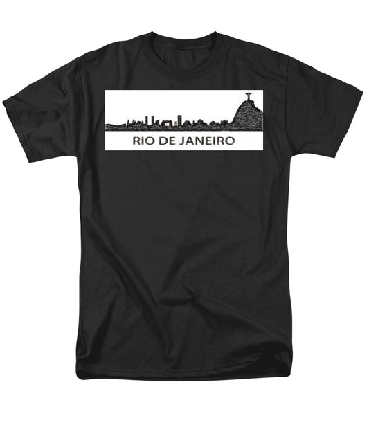 T-shirt pour hommes (coupe régulière) - Croquis de Silouhette de Rio De Janeiro