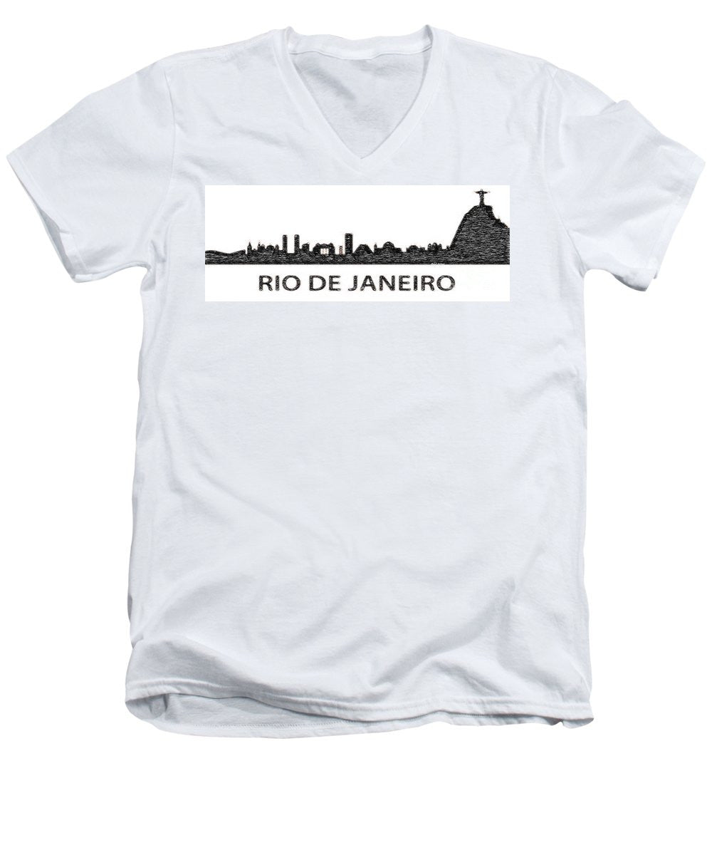 Men's V-Neck T-Shirt - Rio De Janeiro Silouhette Sketch