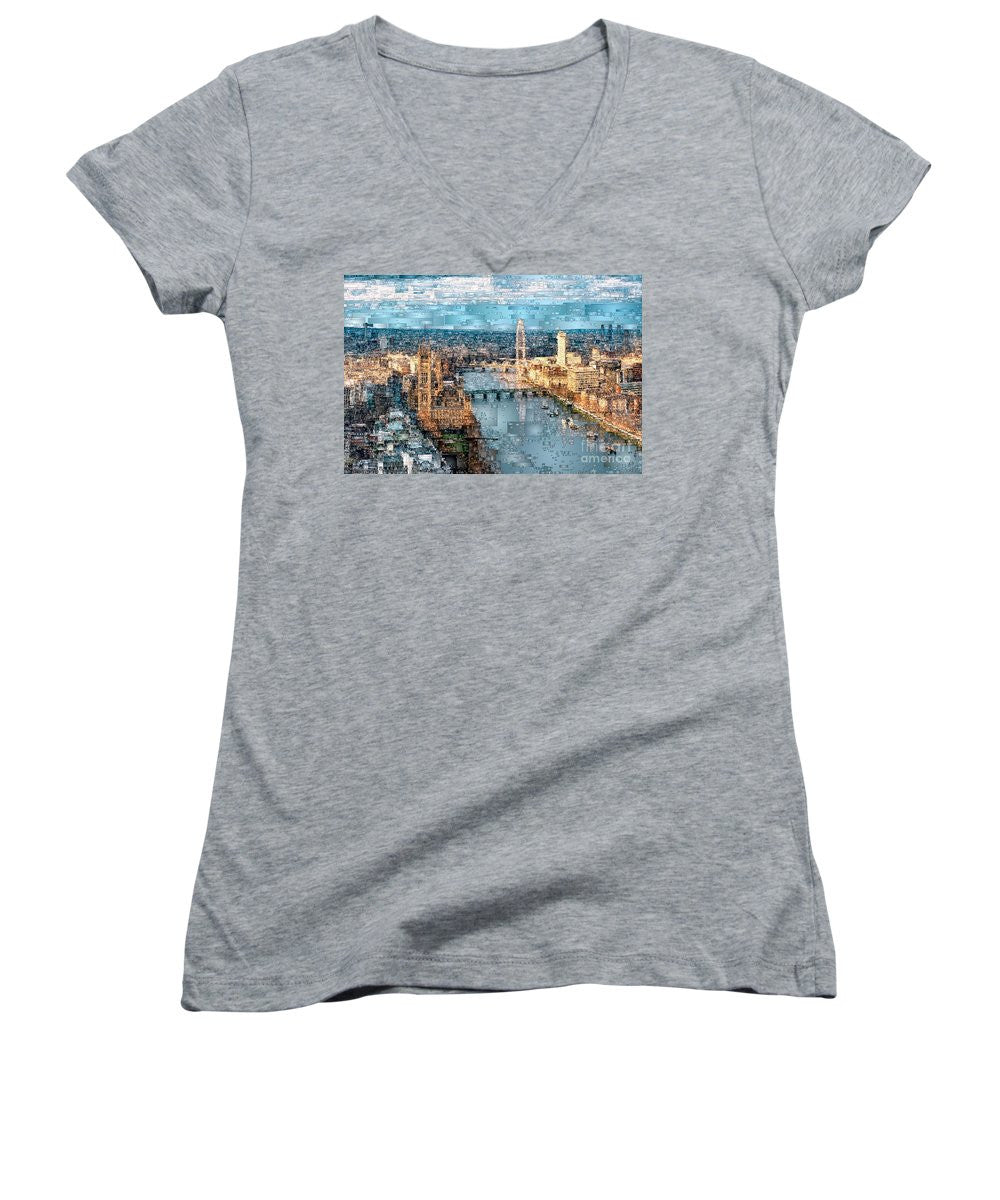 T-shirt col V pour femme (coupe junior) - La Tamise à Londres, en Angleterre