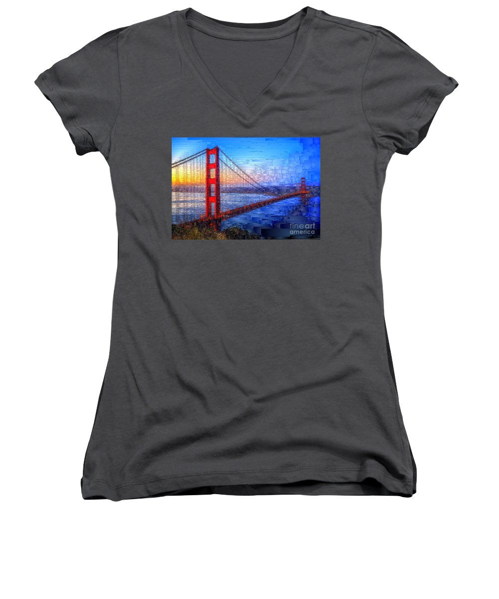 Women's V-Neck T-Shirt (Junior Cut) - San Francisco Bay Bridge