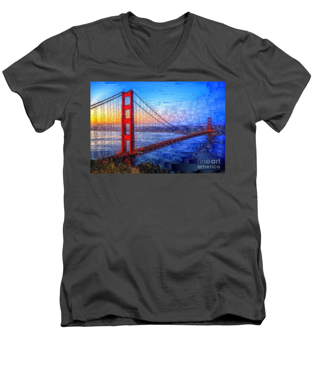 Men's V-Neck T-Shirt - San Francisco Bay Bridge