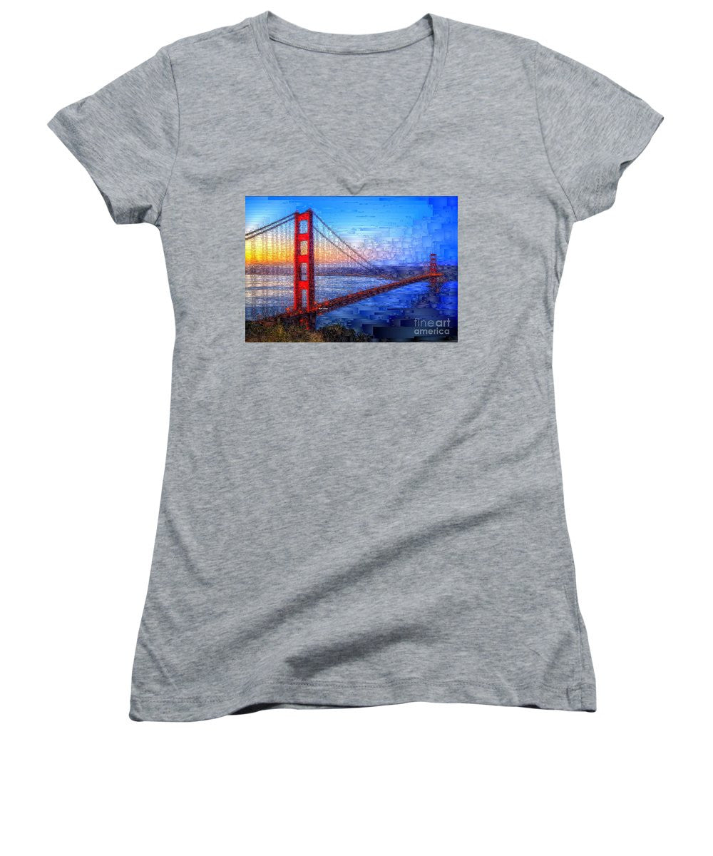 Women's V-Neck T-Shirt (Junior Cut) - San Francisco Bay Bridge