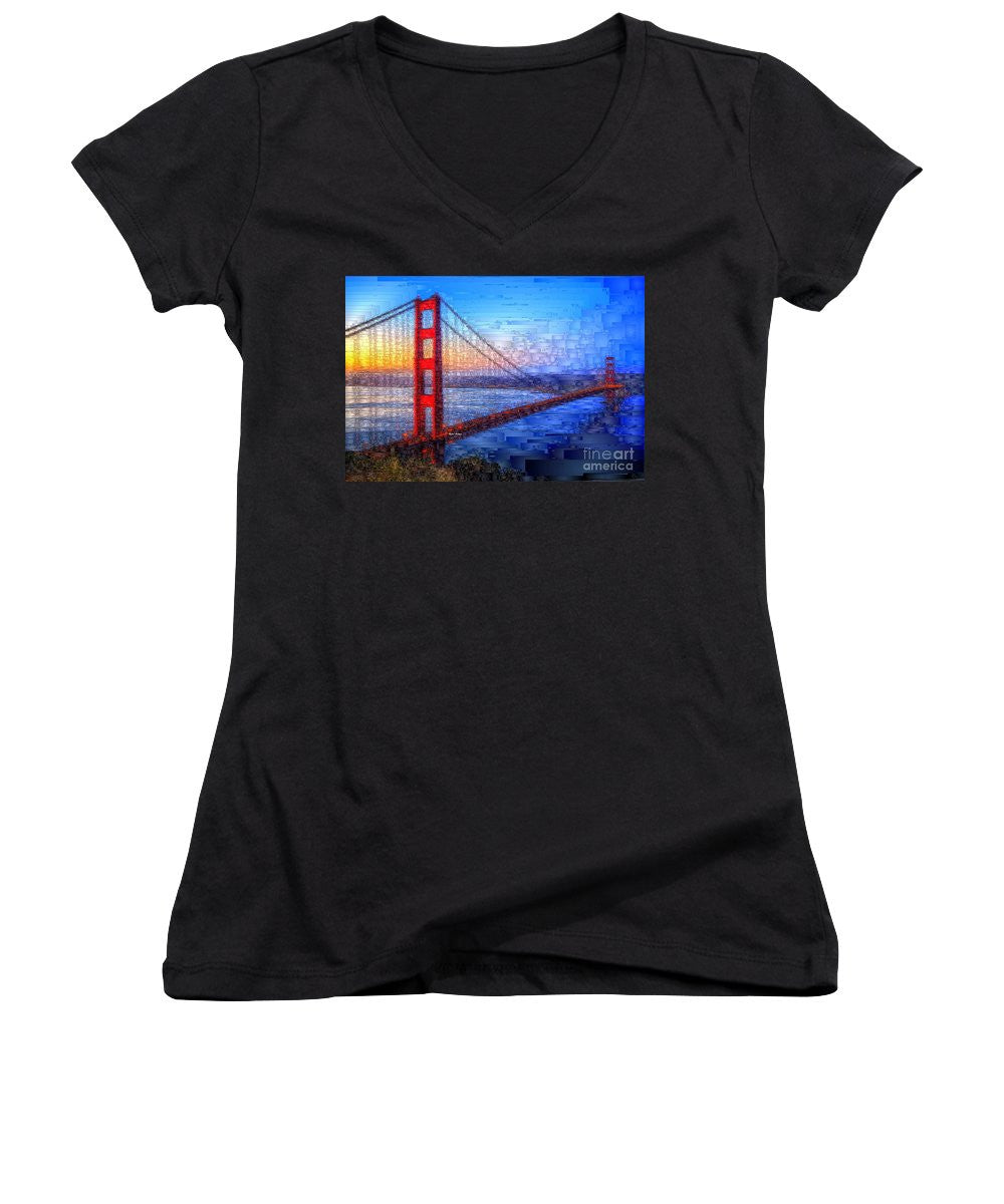 Women's V-Neck T-Shirt (Junior Cut) - San Francisco Bay Bridge