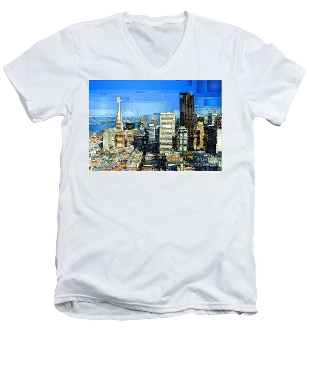 Men's V-Neck T-Shirt - San Francisco Skyline