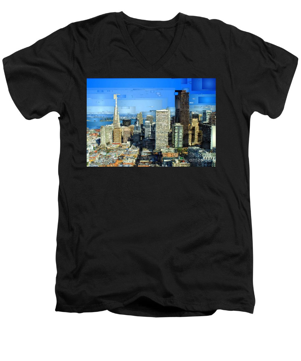 Men's V-Neck T-Shirt - San Francisco Skyline