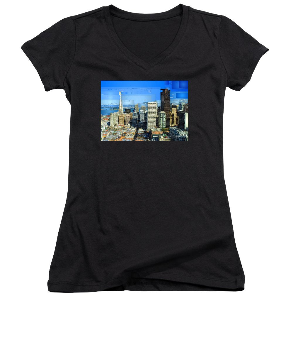 Women's V-Neck T-Shirt (Junior Cut) - San Francisco Skyline