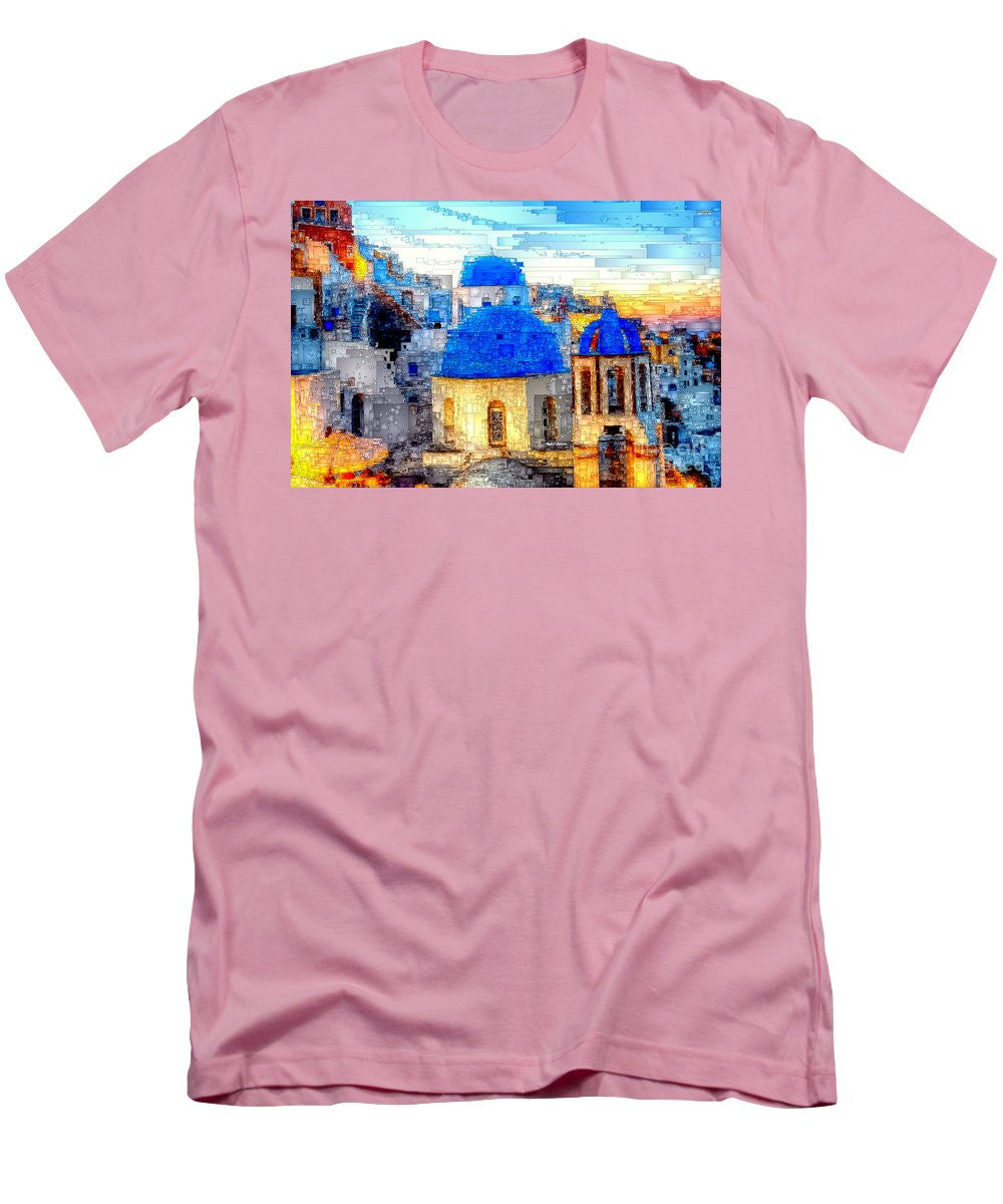 T-shirt pour homme (coupe ajustée) - Île de Santorin, Grèce