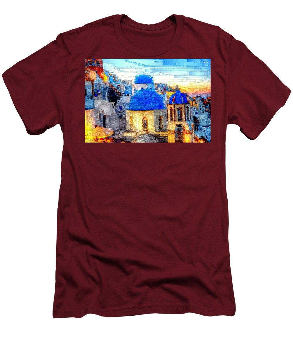 T-shirt pour homme (coupe ajustée) - Île de Santorin, Grèce