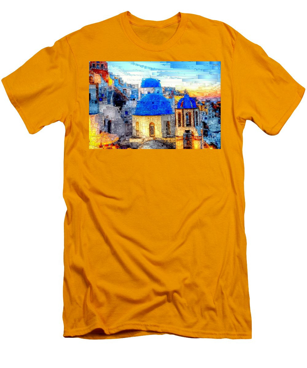 T-shirt pour homme (coupe ajustée) - Île de Santorin, Grèce