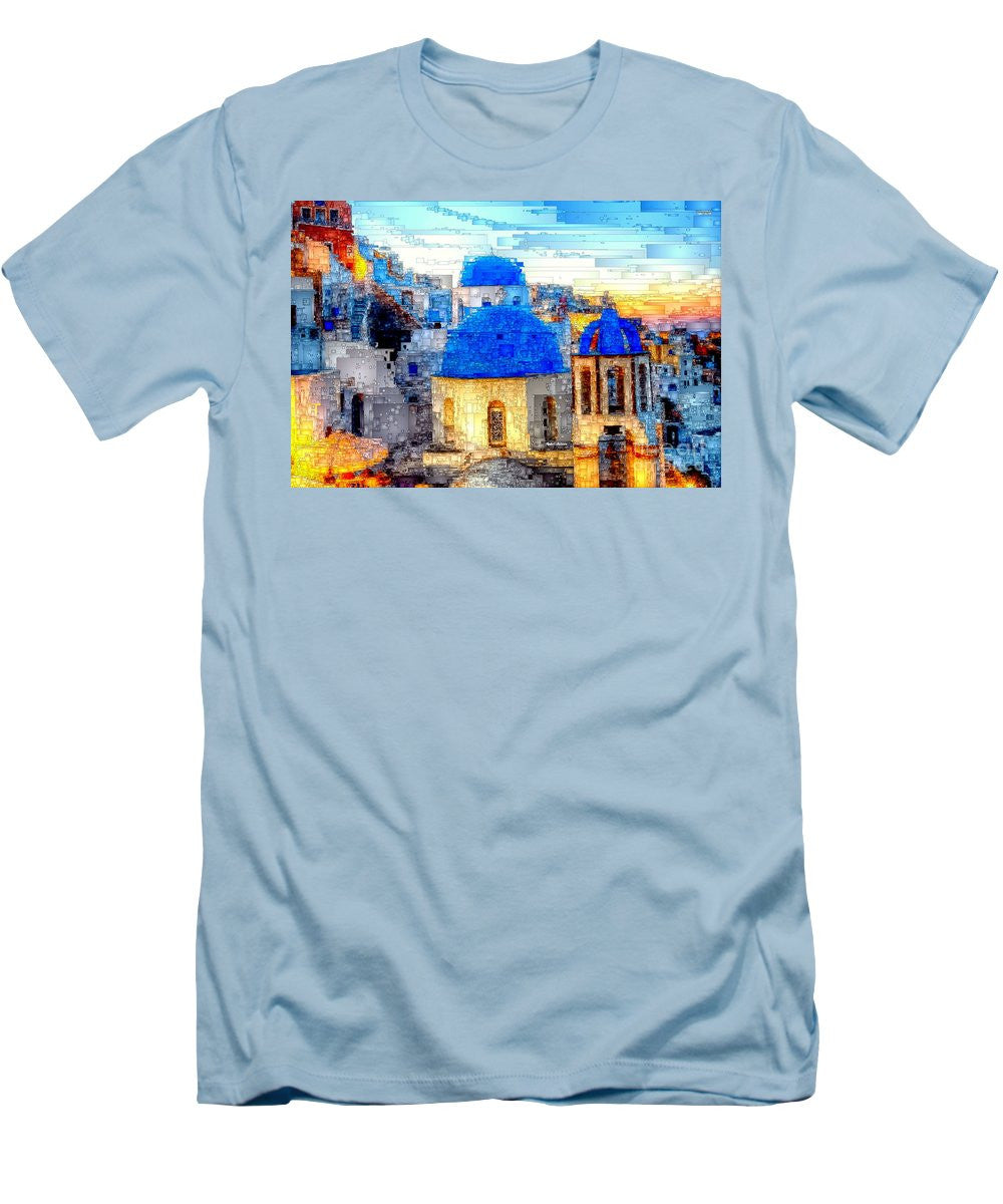 T-shirt pour homme (coupe ajustée) - Île de Santorin, Grèce