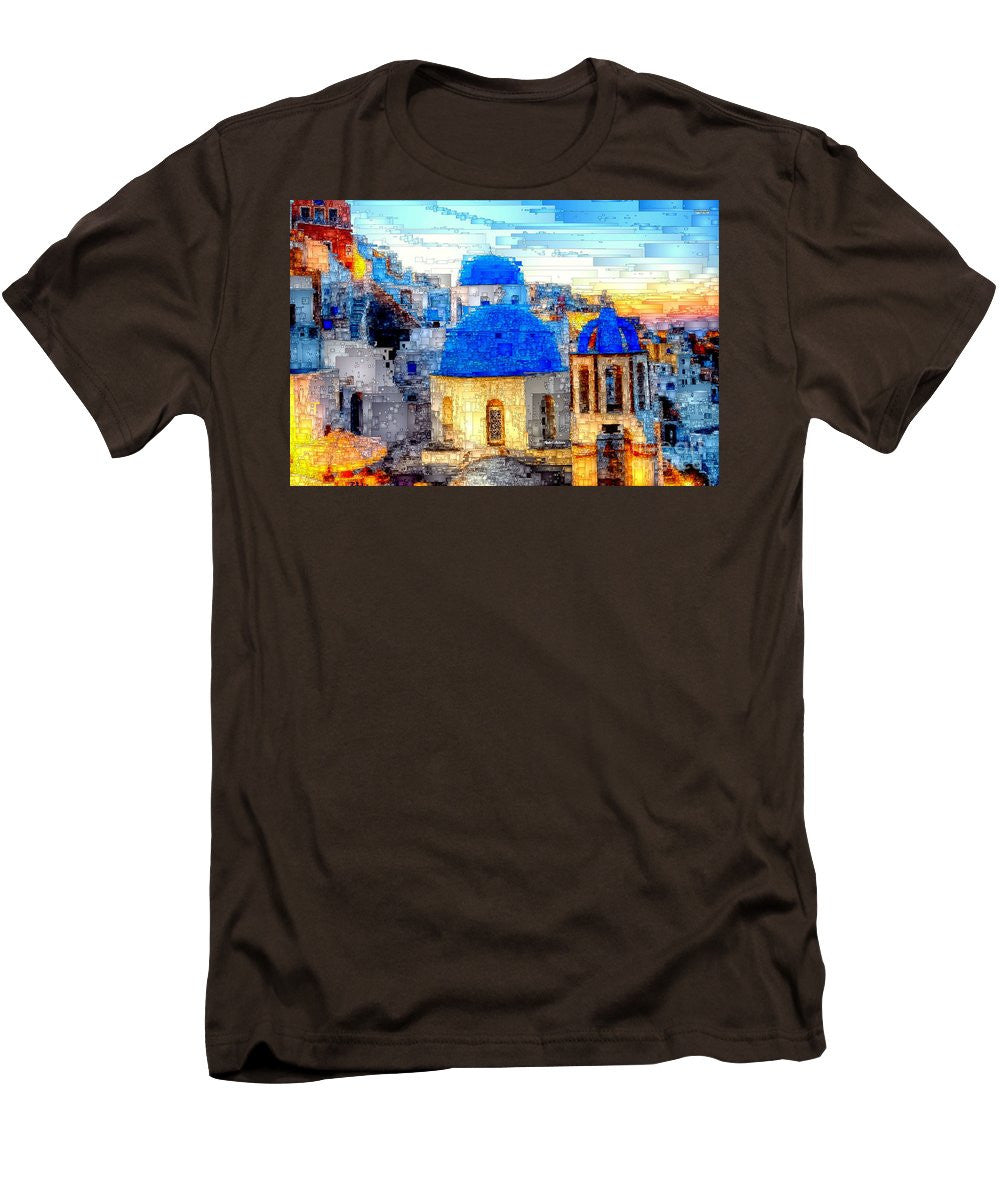 T-shirt pour homme (coupe ajustée) - Île de Santorin, Grèce