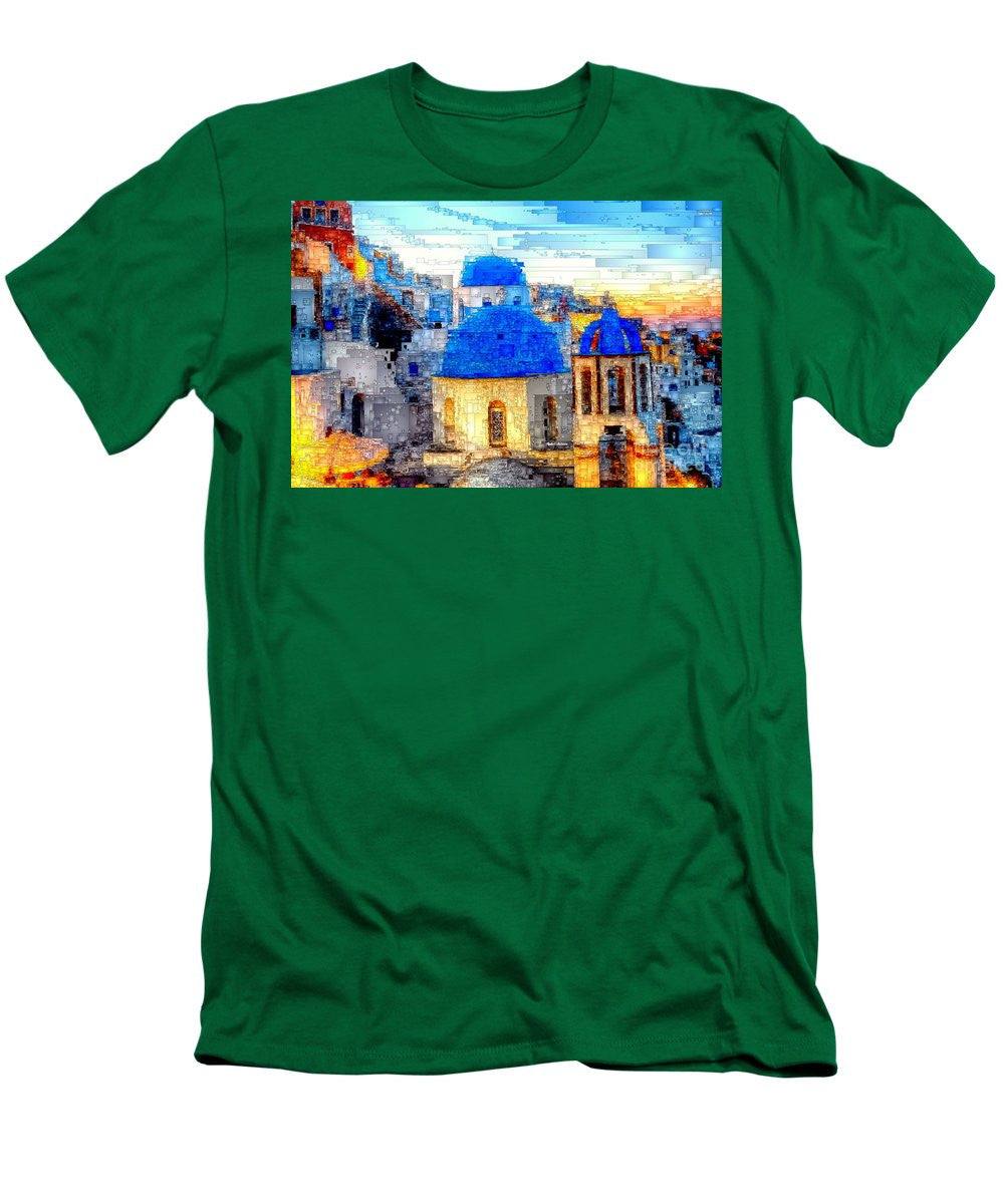 T-shirt pour homme (coupe ajustée) - Île de Santorin, Grèce