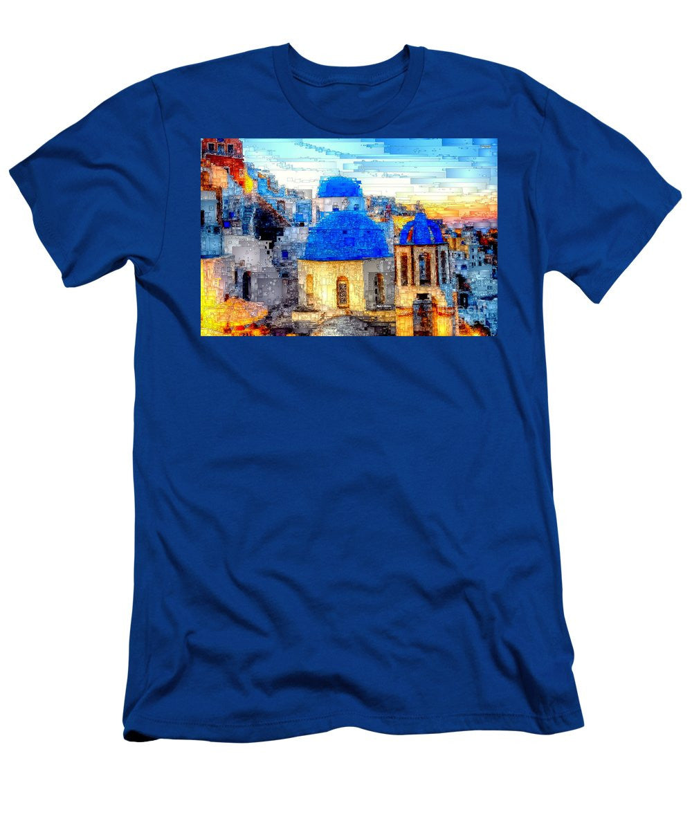 T-shirt pour homme (coupe ajustée) - Île de Santorin, Grèce