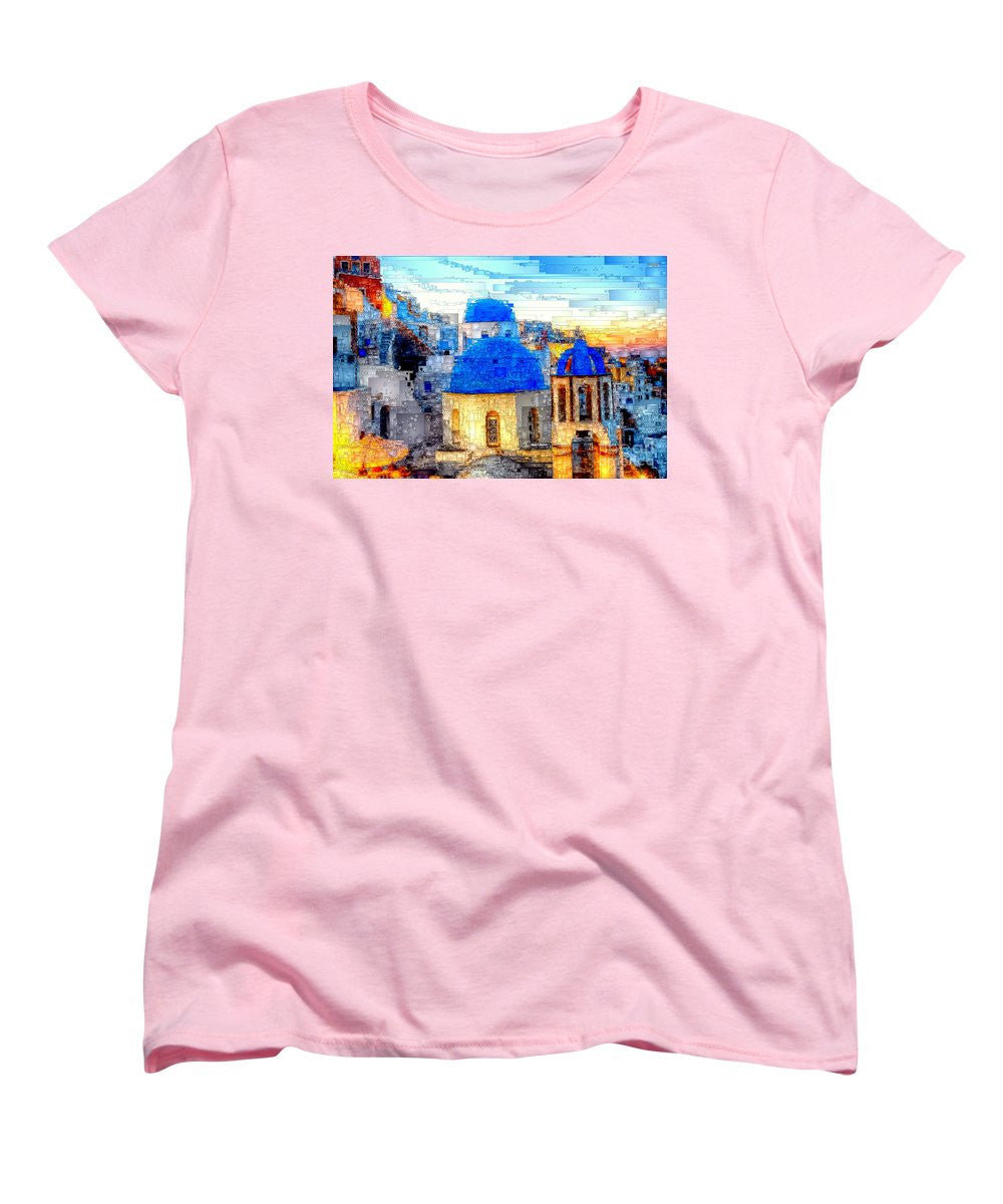 T-shirt pour femme (coupe standard) - Île de Santorin, Grèce