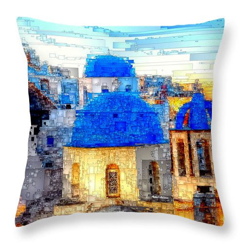 Throw Pillow - Santorini Island, Greece