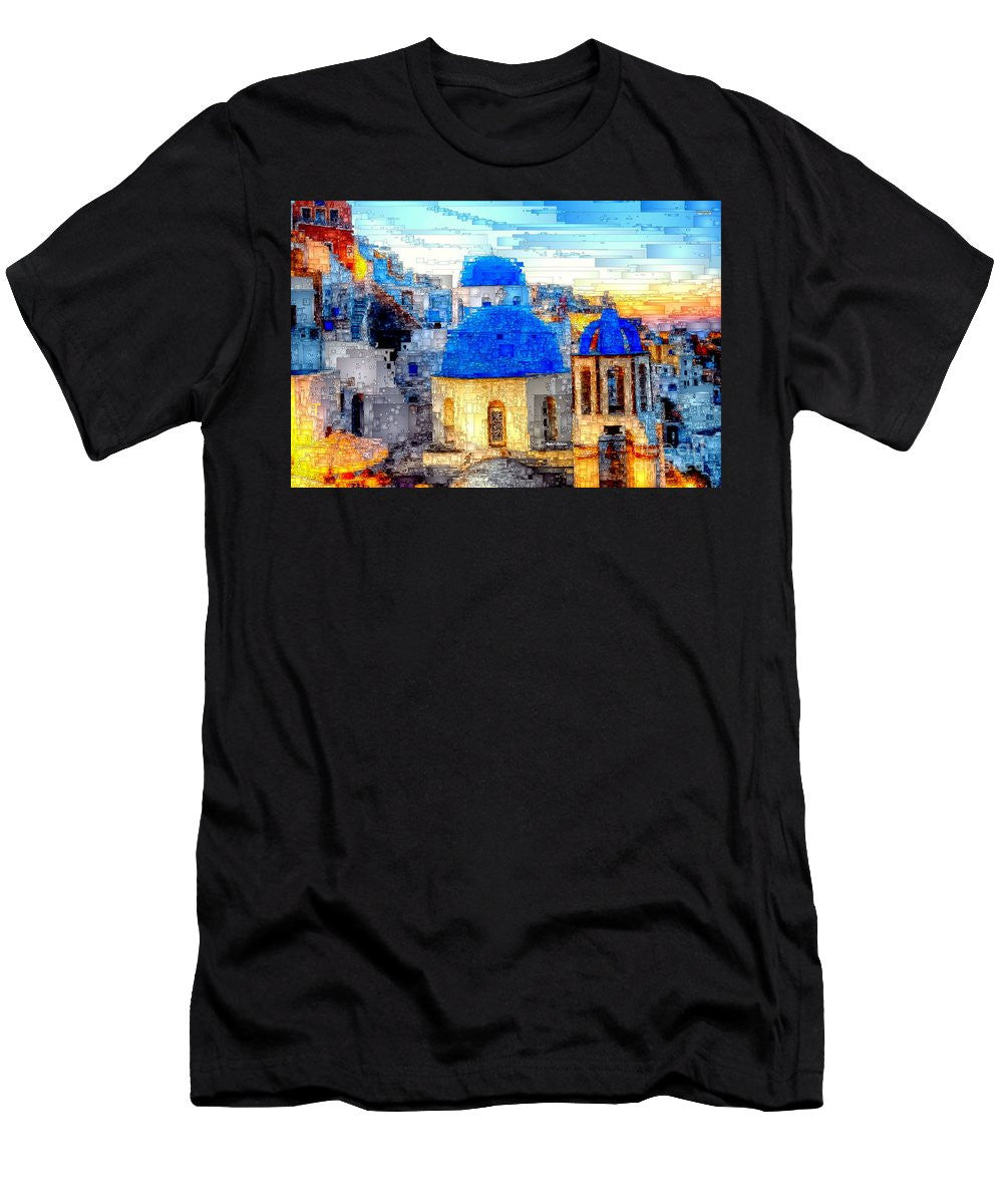 T-shirt pour homme (coupe ajustée) - Île de Santorin, Grèce