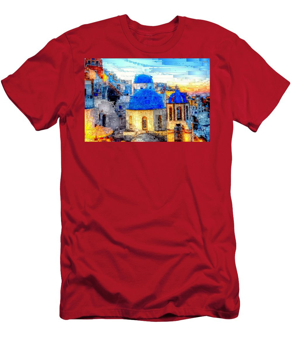 T-shirt pour homme (coupe ajustée) - Île de Santorin, Grèce