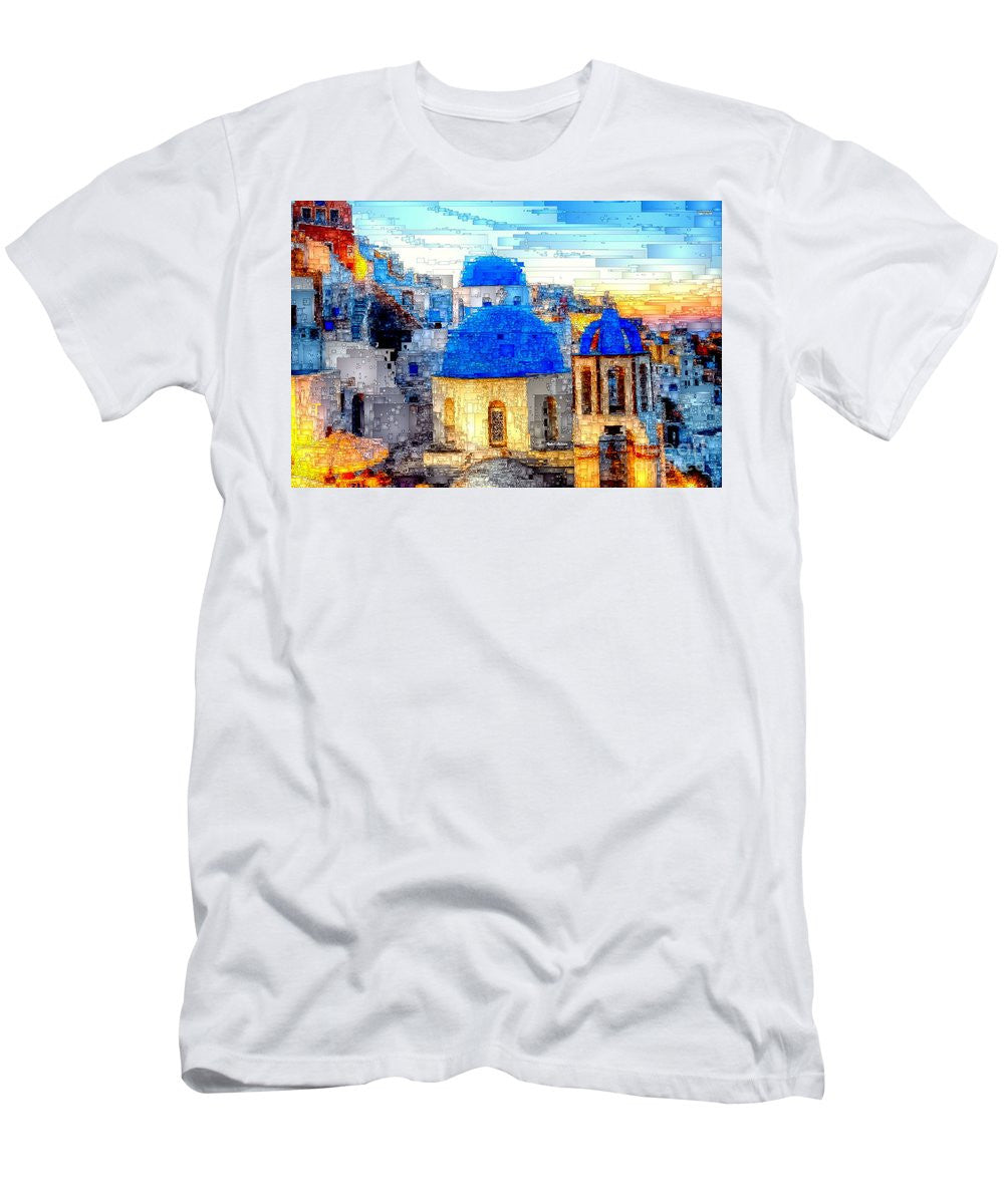 T-shirt pour homme (coupe ajustée) - Île de Santorin, Grèce