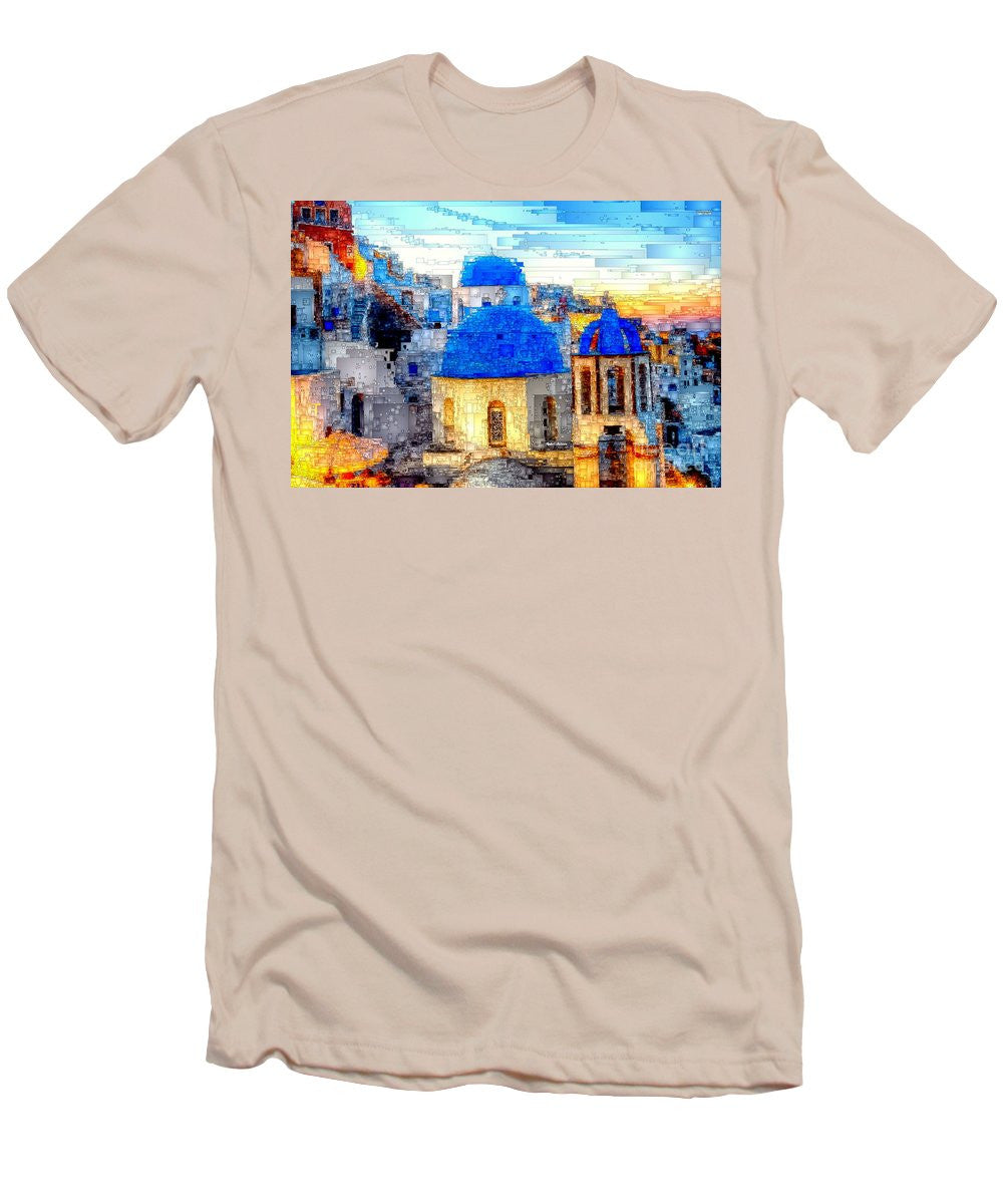 T-shirt pour homme (coupe ajustée) - Île de Santorin, Grèce