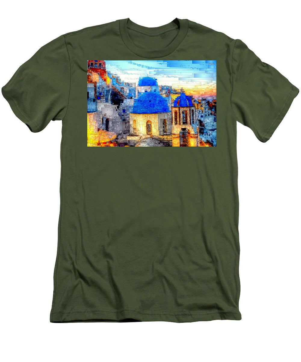 T-shirt pour homme (coupe ajustée) - Île de Santorin, Grèce