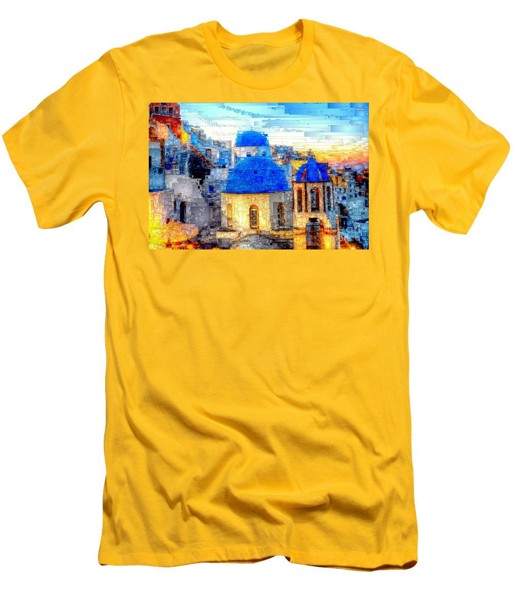 T-shirt pour homme (coupe ajustée) - Île de Santorin, Grèce