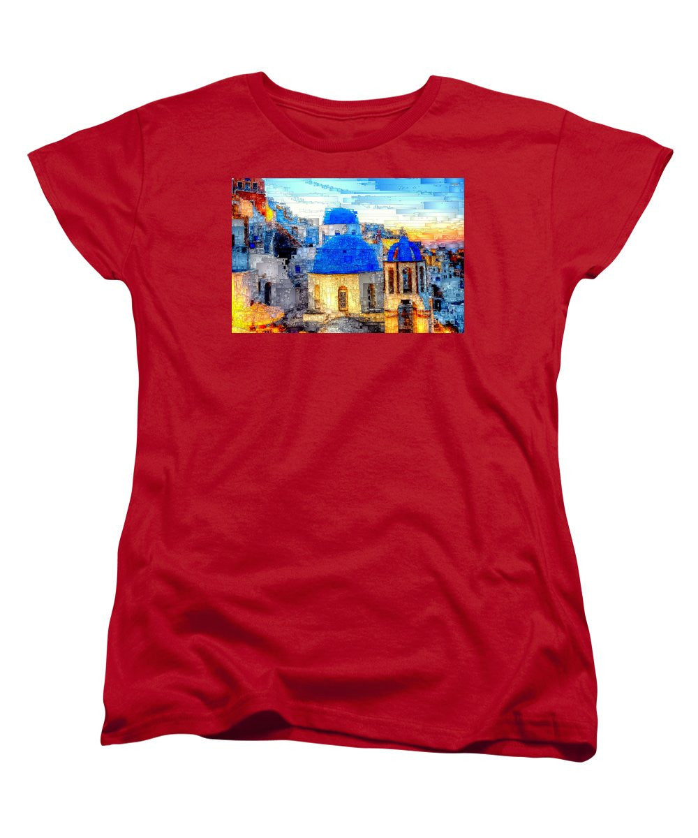 T-shirt pour femme (coupe standard) - Île de Santorin, Grèce