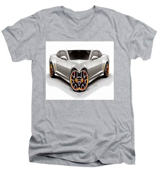Men's V-Neck T-Shirt - Silver Car 008