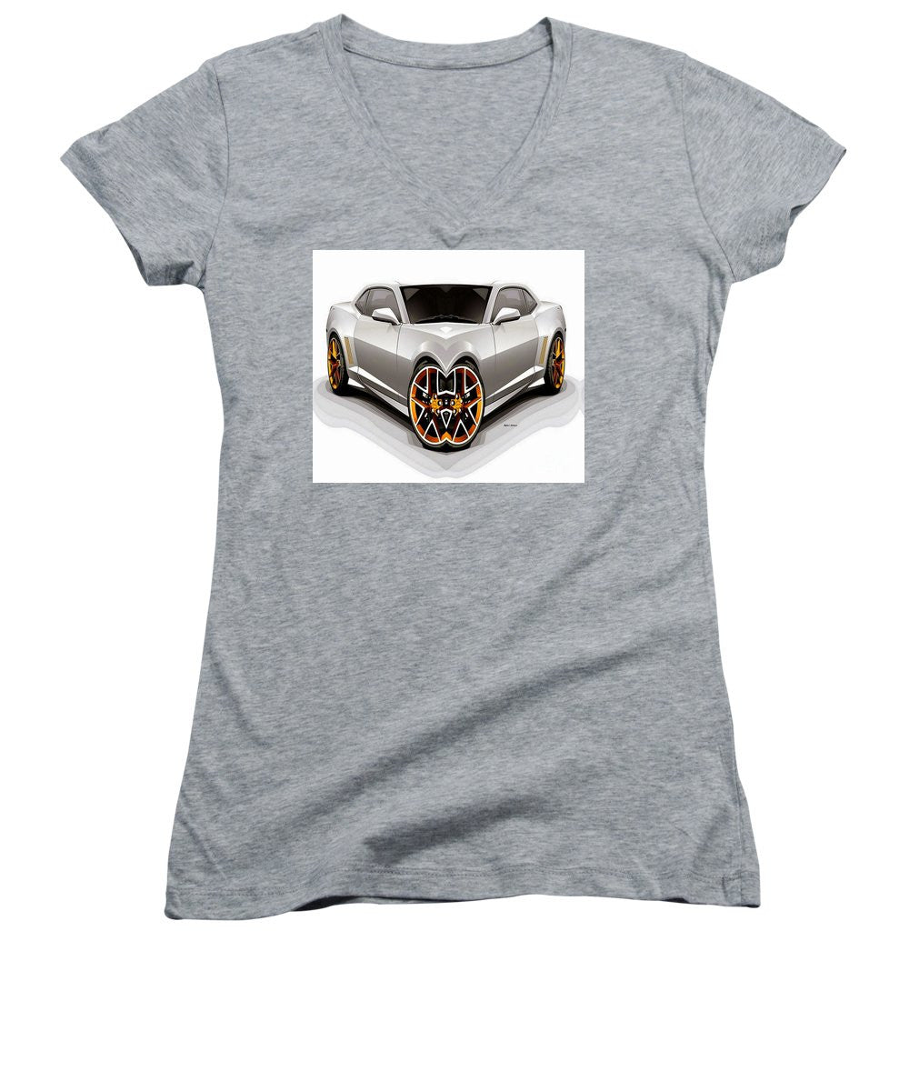 Women's V-Neck T-Shirt (Junior Cut) - Silver Car 008