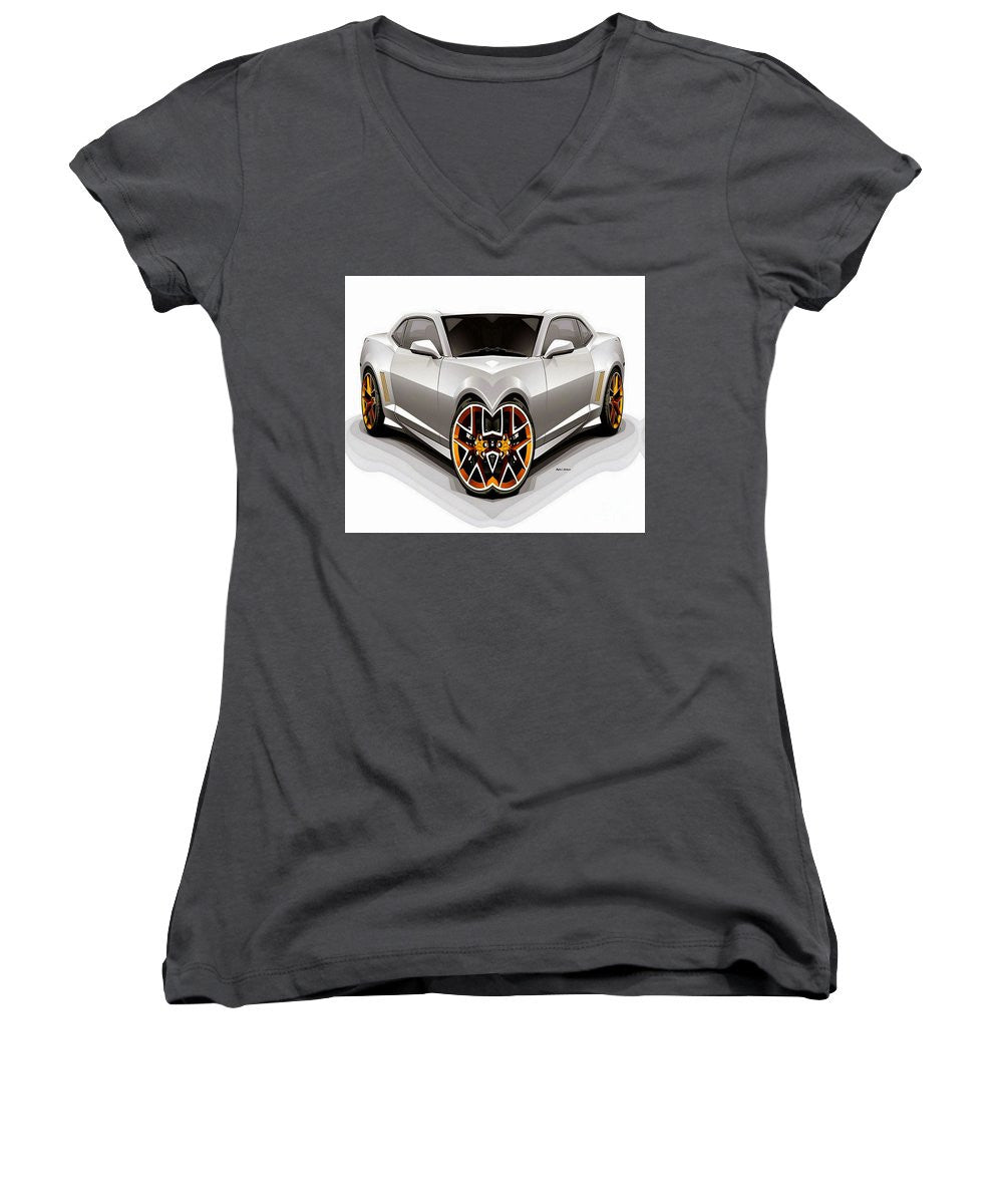 Women's V-Neck T-Shirt (Junior Cut) - Silver Car 008