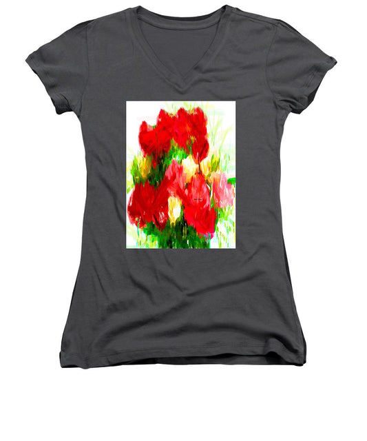 Women's V-Neck T-Shirt (Junior Cut) - Spring Bouquet