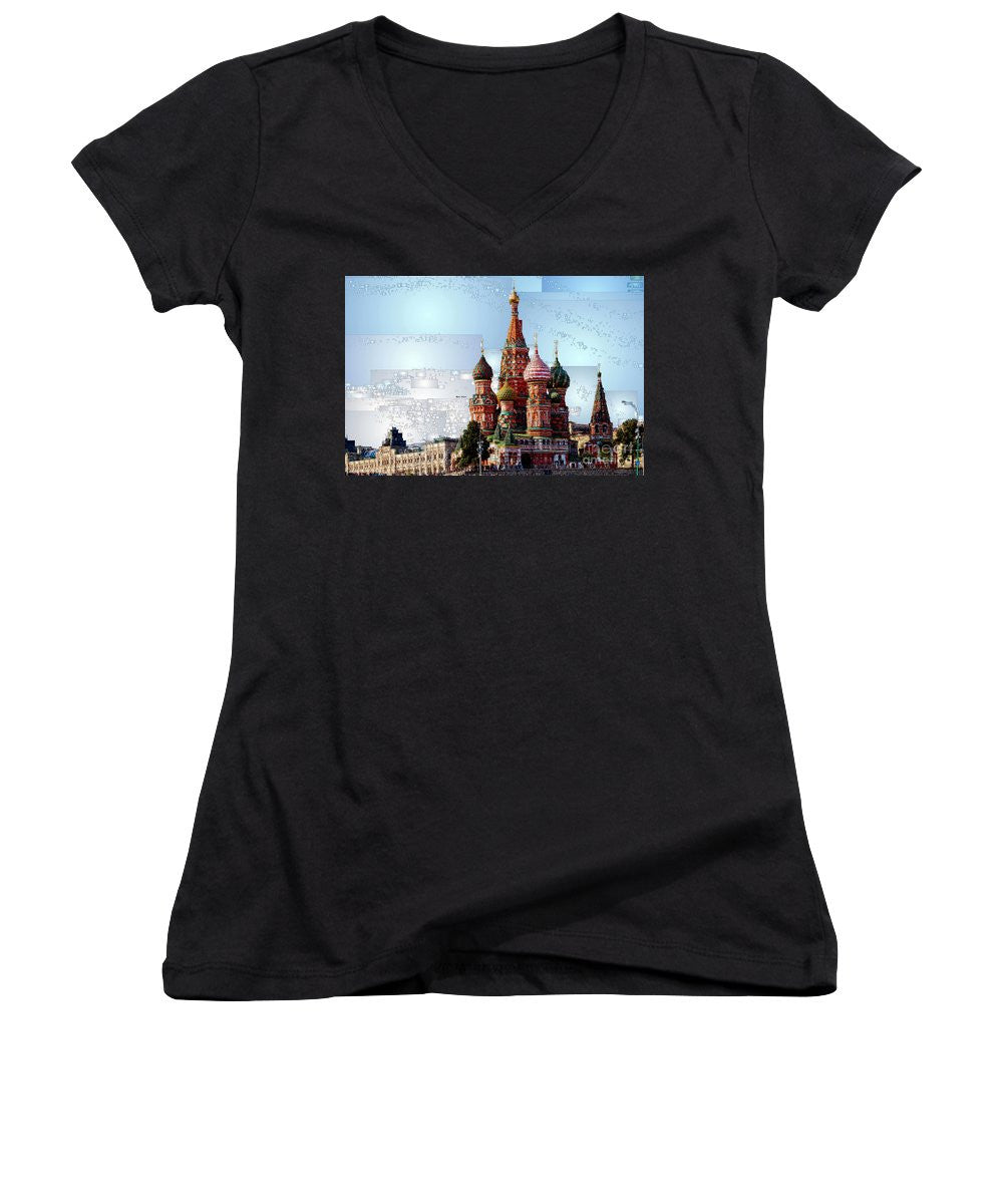 Women's V-Neck T-Shirt (Junior Cut) - St. Basil's Cathedral In Moscow