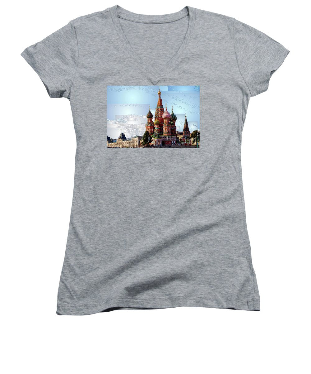 Women's V-Neck T-Shirt (Junior Cut) - St. Basil's Cathedral In Moscow