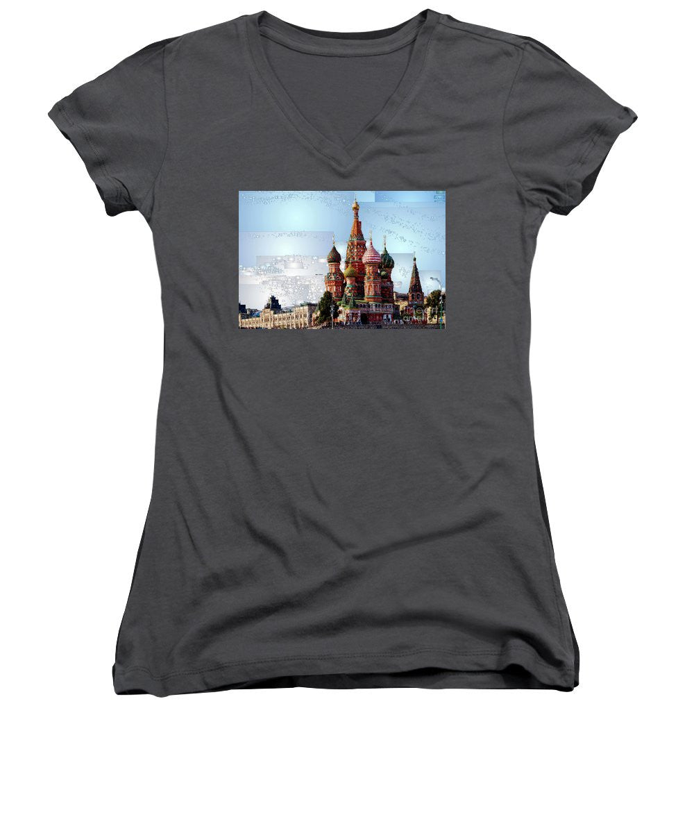 Women's V-Neck T-Shirt (Junior Cut) - St. Basil's Cathedral In Moscow