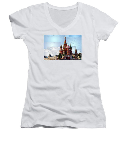 Women's V-Neck T-Shirt (Junior Cut) - St. Basil's Cathedral In Moscow