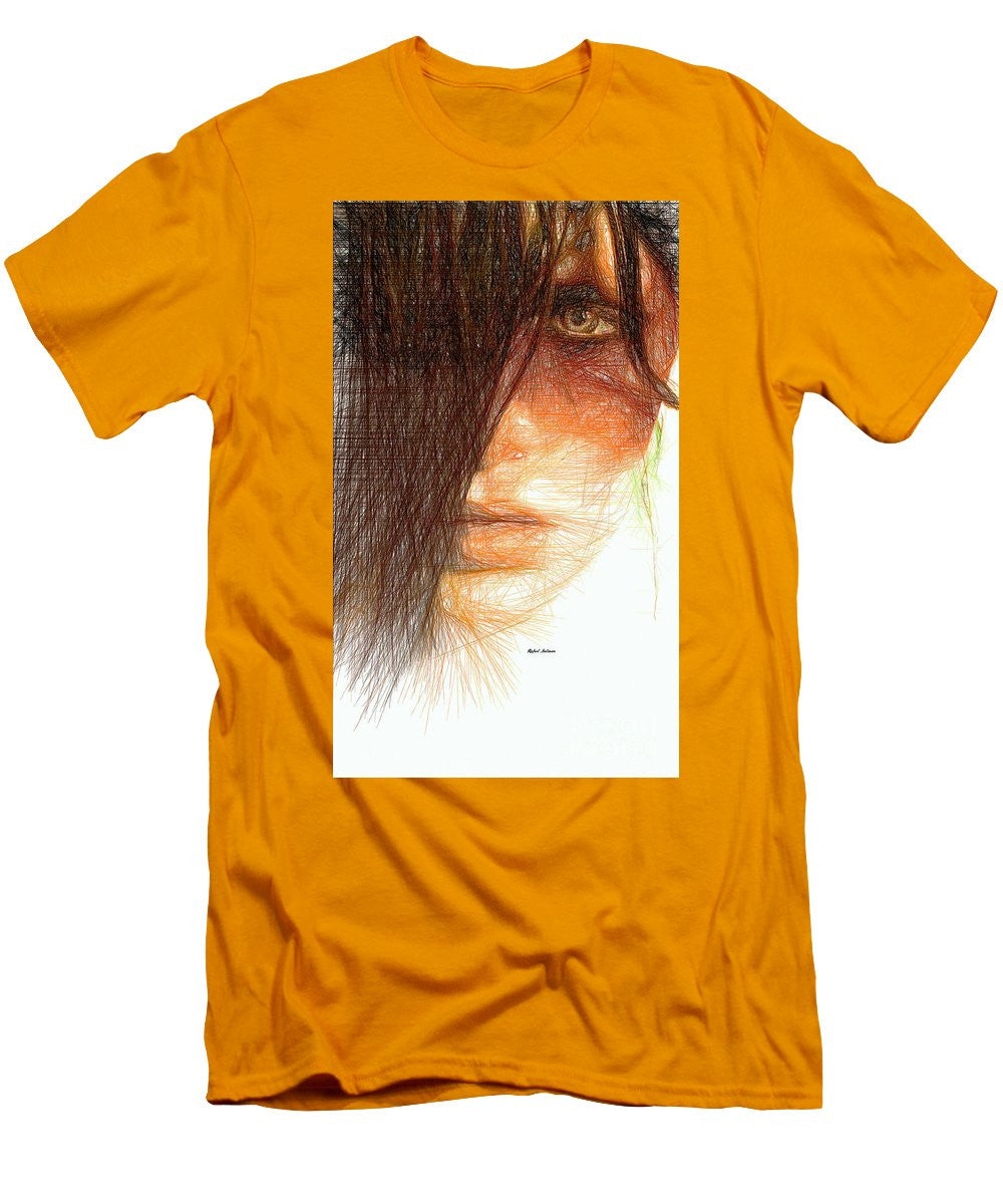 T-shirt pour homme (coupe ajustée) - Portrait en studio au crayon 215