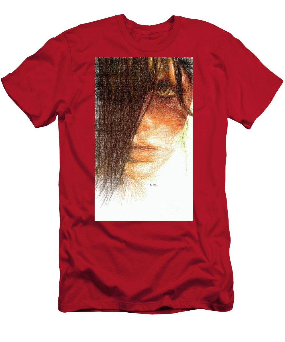 T-shirt pour homme (coupe ajustée) - Portrait en studio au crayon 215