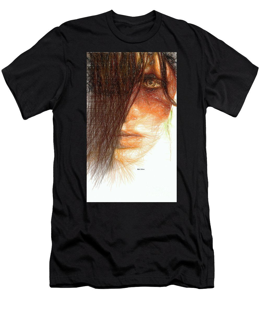 T-shirt pour homme (coupe ajustée) - Portrait en studio au crayon 215