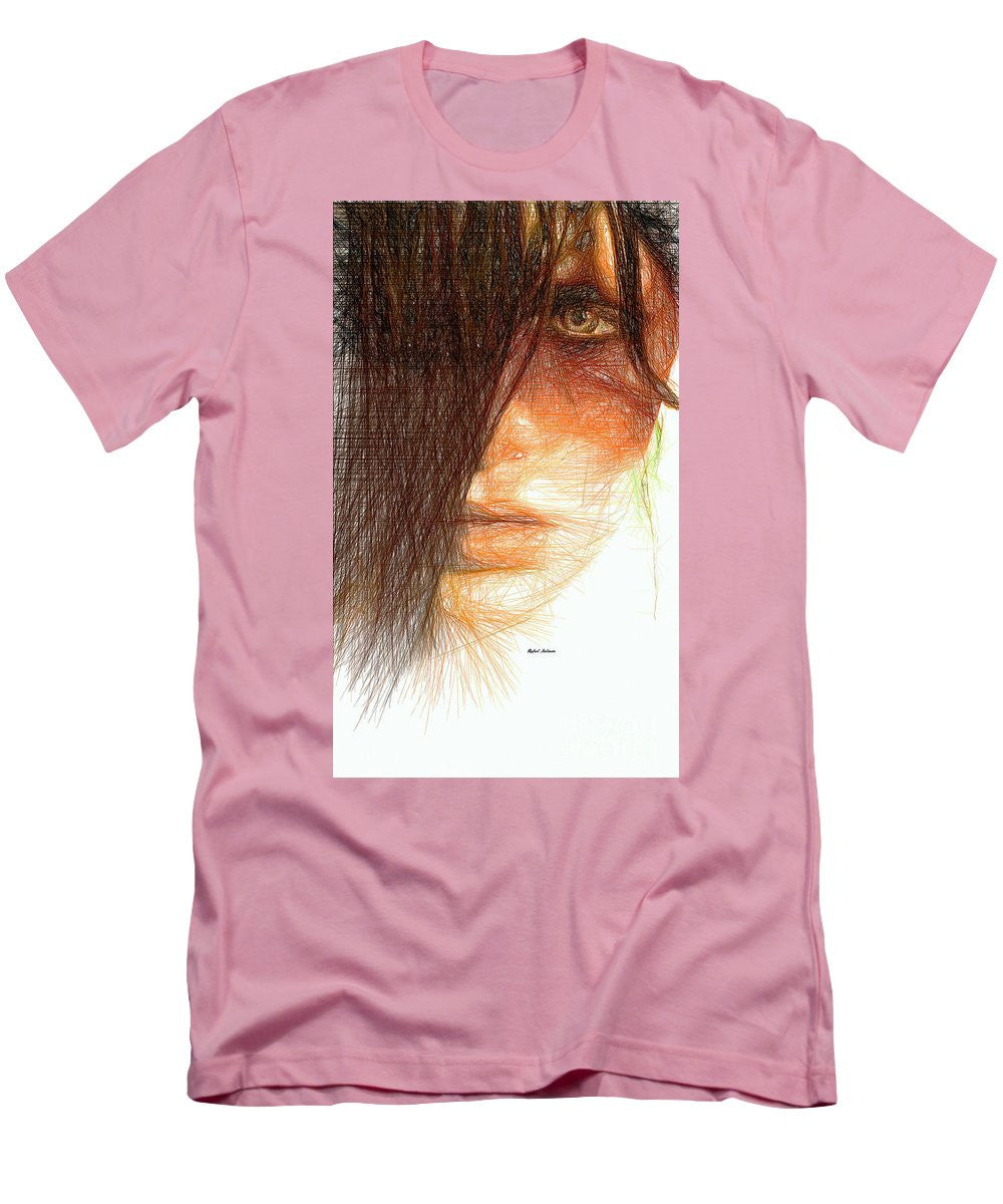 T-shirt pour homme (coupe ajustée) - Portrait en studio au crayon 215