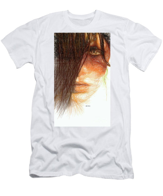 T-shirt pour homme (coupe ajustée) - Portrait en studio au crayon 215